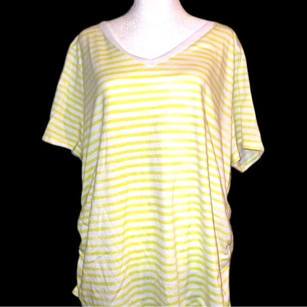 Croft and barrow cute summer yellow and white striped top